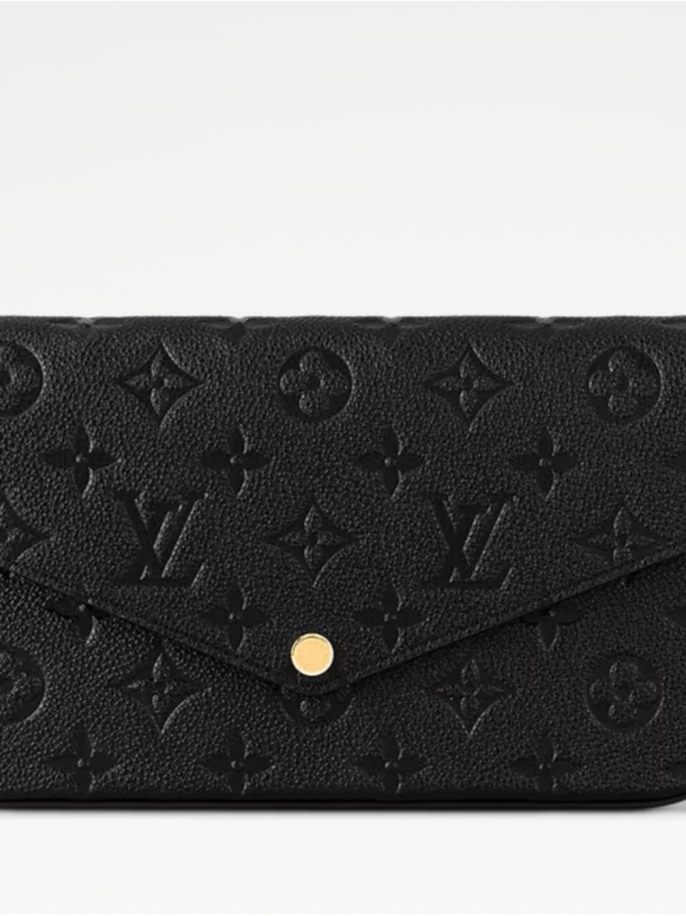 Louis Vuitton Black Embossed Monogram Envelope Clutch with Gold Snap